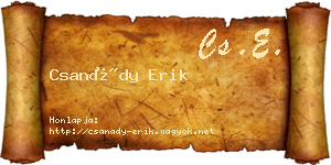 Csanády Erik névjegykártya